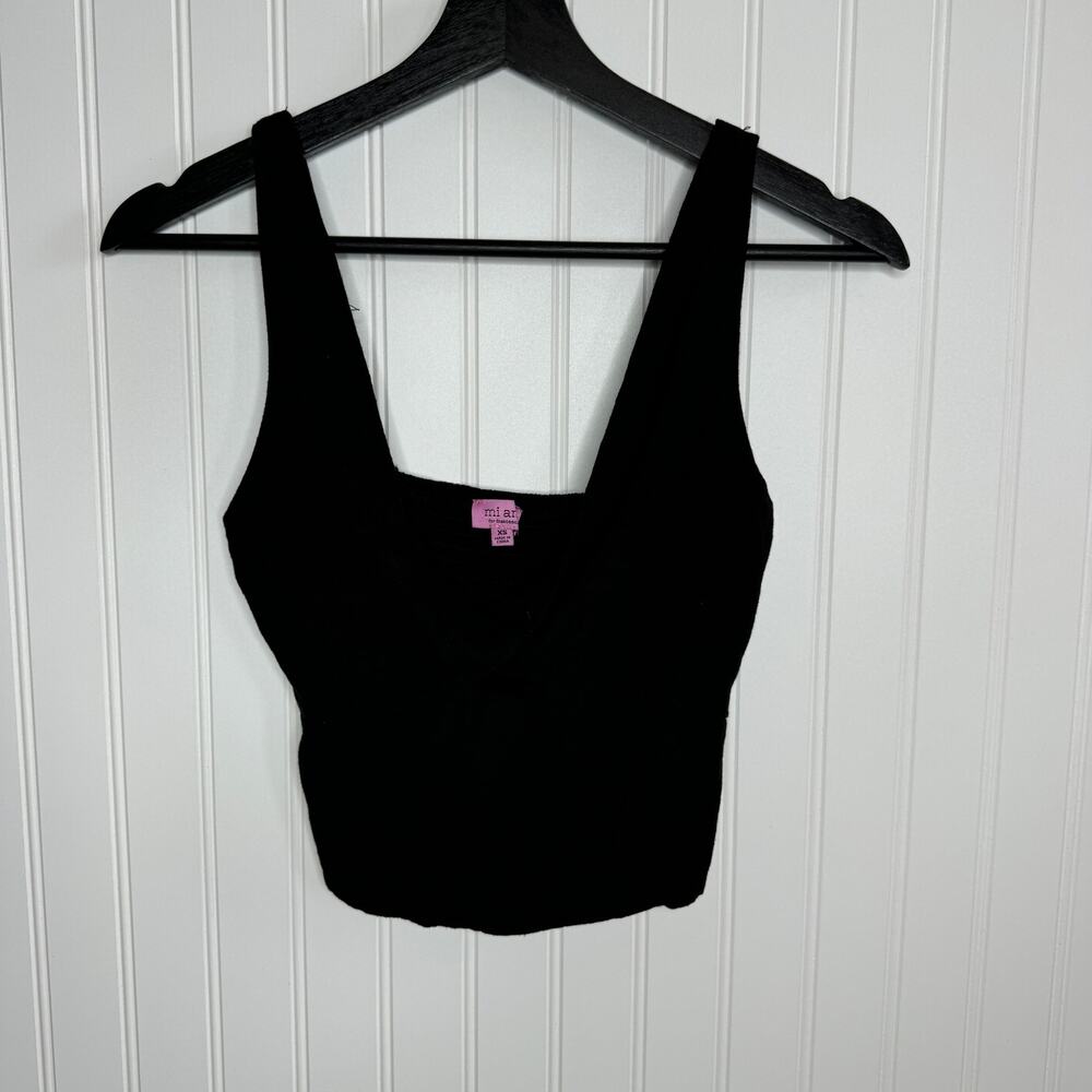Francesca's Black Twist Front Crop Top XS NWOT